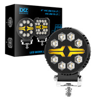 Luz de Trabajo LED Redonda de 4 Pulgadas, 8 LED, Blanco Ámbar, Doble Color, Lámpara de Conducción Todoterreno, Impermeable, con Soporte para Camioneta, SUV, ATV, Jeep