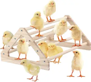 Chick Training Toys Wooden Chick Jungle Gym Roosting Bar Chick Perch Toys for Coop and Brooder for Large Bird Chicken Perch