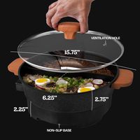 Poêle électrique à commande mécanique, marmite électrique portable, cuisinière domestique, shabu shabu, séparateur Rolka, revêtement antiadhésif, couvercle en verre trempé, 5L