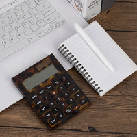 Calculatrice de bureau solaire en acrylique à motif écaille de tortue, personnalisable avec logo, pour commande en gros, cadeau de bureau, fournisseur de papeterie
