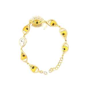 Bracelets de charme tendance en gros Schiaparelli, plaqués or 18 carats, étanches et inaltérables, motif œil porte-bonheur rétro, pour femme, idéal comme cadeau - Product Image 5