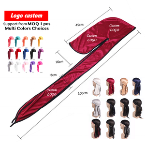 Low MOQ Men Women Hair Accessories Wholesale <strong>Silk</strong> <strong>Durag</strong> With Customized logo - Product Image 2