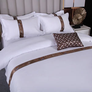 Juego de edredón/funda de edredón blanco de estilo Simple, juego de funda de edredón, funda de almohada, ropa de cama de algodón tamaño King, juego de cama de Hotel - Product Image 4