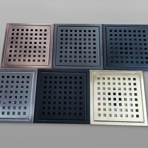Modern <b>Brushed</b> 4 Inch Square Stainless Steel Shower Floor <b>Drain</b> Invisible Grate Cover Strainer Tile Insert Bathroom Drainer - Product Image 2