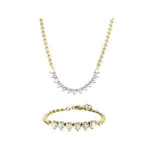Luxurious 316L Stainless Steel Six <b>Heart</b> Colored Zircon Jewelry Set Necklace and Bracelet Women Party Gift Trendy Accessories - Product Image 1