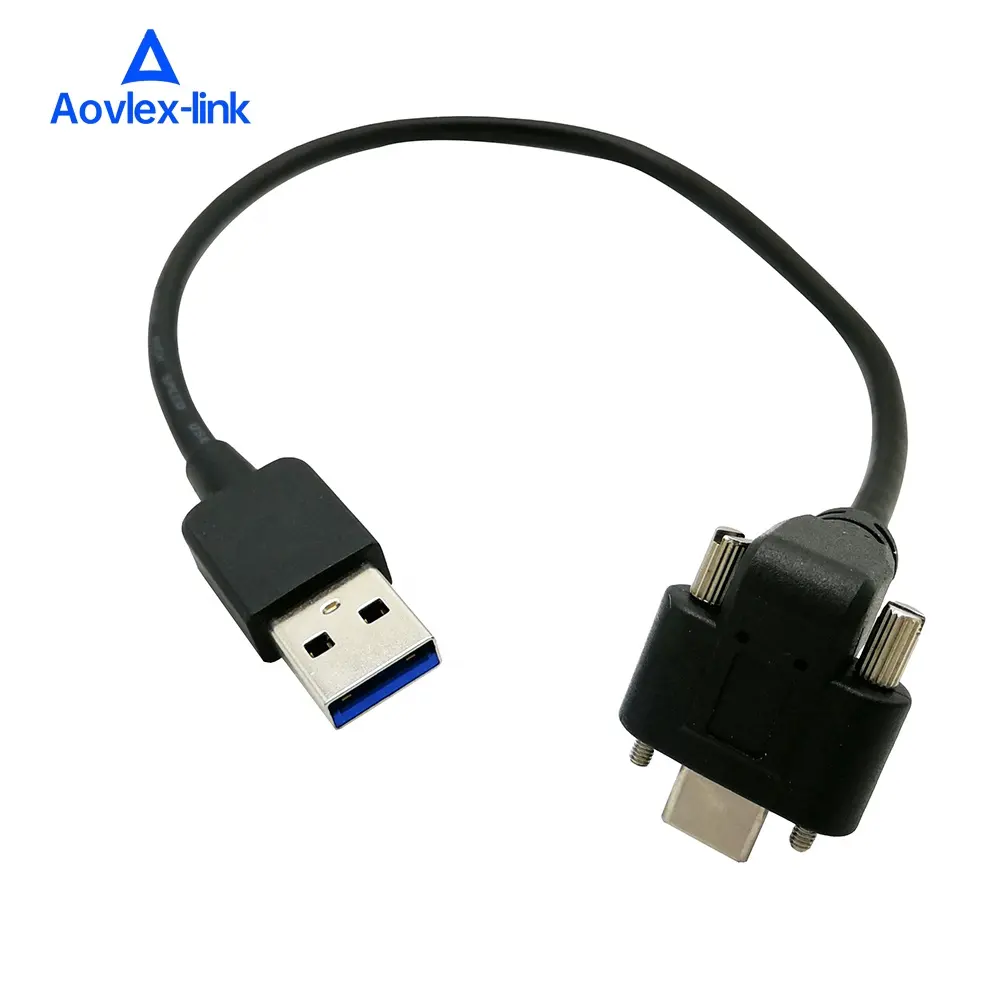 Cable USB 3,0 tipo A tipo C, ángulo de bajada, con tornillo dual, cable de visión USB3 para ordenador Industrial