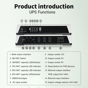 SKE DC <span class=keywords><strong>UPS</strong></span> LiFePo4 64Wh 36W 출력 5V 3A 9V 3A 12V 3A POE 15V 24V 20000mah 미니 업 파라라우터 Y 모뎀 20000mah - Product Image 5