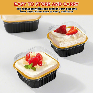 Dùng Một Lần Món Tráng Miệng Cupcake Cup Vuông Nhôm Lá Brownie Baking Cup Đảng Mini Bánh Chảo Có Nắp Đậy - Product Image 5