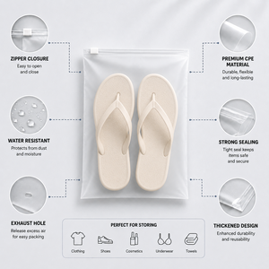 CPE Zipper Bags Reusable Durable Protective Water Resistant Eco-Friendly for <b>Shoes</b> Clothing Packaging - Product Image 2