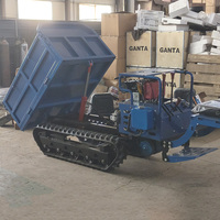 Mini-dumper sur chenilles tout-terrain portable, capacité de charge 1000 kg, déchargement hydraulique automatique, transporteur polyvalent