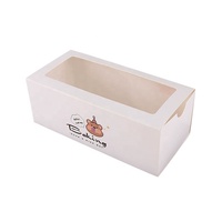 Boîte à dessert portable avec logo fait sur commande, tiroir carré de boîte à gâteau au fromage aux fruits en carton blanc de haute qualité avec fenêtre