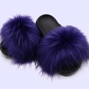 Pantoufles en fourrure colorées <span class=keywords><strong>pour</strong></span> femmes, chaussures plates en fourrure, peuvent être portées en toutes saisons, pantoufles de plage élégantes <span class=keywords><strong>pour</strong></span> femmes, confortables - Product Image 2