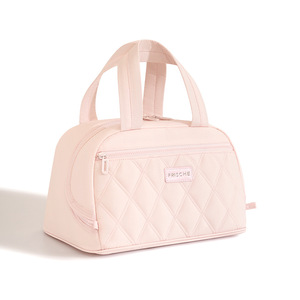 Frische Insulated Lunch Bag Pink Off White Quilted Design For Office School Outdoor Use - Product Image 5