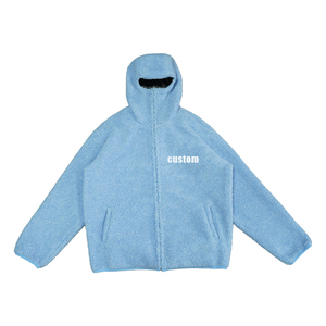 Sudadera con capucha de lana <span class=keywords><strong>Polar</strong></span> con cremallera completa para <span class=keywords><strong>hombre</strong></span>, chaqueta gruesa de lana de cordero, detalle de apliques bordados, Sudadera con capucha enmascarada suave cálida para invierno - Product Image 1