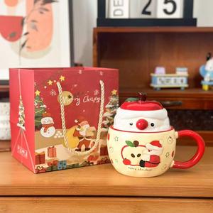 Tasses de Noël créatives en céramique avec couvercles, design tendance et esthétique, pour café et eau - Product Image 3