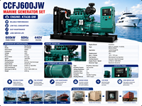 Grupo Electrógeno Marino SCDC CCFJ600JW de 600 kW y 4 Tiempos, Motor Diésel KTA38-DM de 1800 RPM para Barcos de Ingeniería y Embarcaciones de Investigación