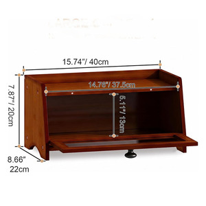 Boîte à pain en bambou, armoire de rangement pour comptoir de cuisine, grande capacité, double couche, avec couvercle rabattable, conteneur de stockage alimentaire - Product Image 2