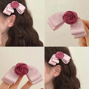 Handmade series hair ties, exquisite and luxurious handmade rose sun sweet girly <b>pink</b> hair accessories hair clips - Product Image 1