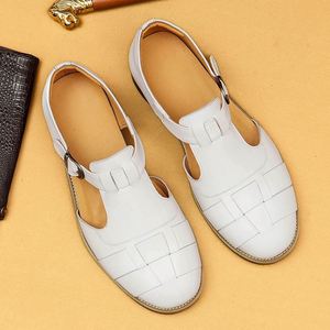 Sandalias de Hombre de Cuero Genuino Transpirables Blancas para Playa, Casuales y a la Moda, Estilo Gladiador, Oferta de Verano y Otoño - Product Image 1