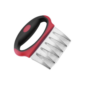 Stainless Steel Meat Shredder Bear Claw Design Red Handle Kitchen Tool For Chicken Turkey Fork Shredding Meat - Product Image 1