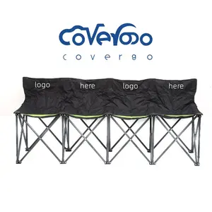 Custom Leisure Camping 600D Oxford Fabric Folding Beach 4 Person Seats Foldable Double Chair