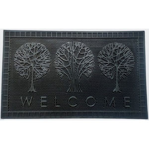 Tapis en caoutchouc Indus Tree Welcome Flower, design rectangulaire, fabriqué à la machine, antidérapant, lavable, durable, écologique, pour l'extérieur, la maison, le bureau - Product Image 3