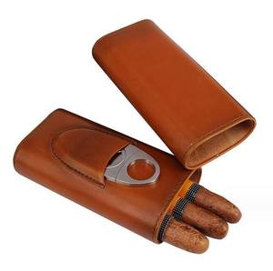 Astuccio per Sigari in Pelle di Alta Qualità, Design Classico a Specchio, 3 Scomparti, Umidificatore Portatile con Taglierino, Resistente e di Lusso, Ideale per Viaggi - Product Image 2