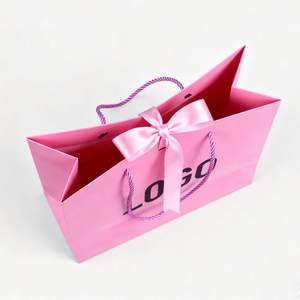 Bolsa de Compras de Papel Recubierto Ecológica con Logotipo Personalizado y Cinta para Empaque de Ropa Interior y Pequeños Negocios - Product Image 1