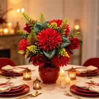 Kunstbloemen Dahlia & Roos Bloemen Waterdichte Kunstzijde Bloemen Huis Tafeldecoratie Bruiloft Achtergrond Evenement Bloemstukken Groothandel
