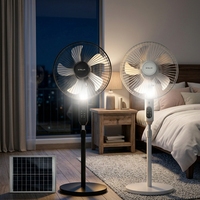 Ventilateur solaire multifonction 16 pouces rechargeable avec panneau solaire, batterie solaire et lampe