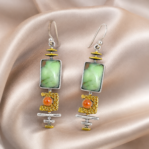 Orecchini Geometrici Retrò Creativi Multicolore con Tonalità Turchesi, Ornamenti Decorativi per Orecchie da Donna per Uso Quotidiano - Product Image 6