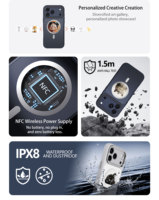 Coque de téléphone pour iPhone 17 avec support d'appareil photo, étanche CE IPX8, NFC, écran E-Ink personnalisable et recharge sans fil