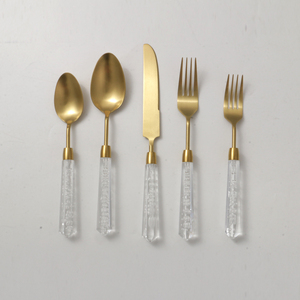 Besta thiết lập dao kéo DDP thép không gỉ vàng Flatware <span class=keywords><strong>Set</strong></span> với Acrylic xử lý - Product Image 3