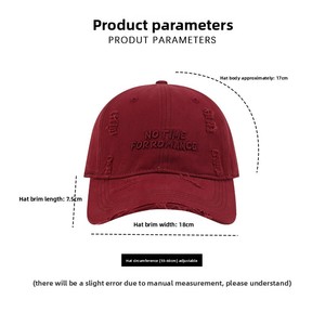 Casquette de baseball unisexe Rothly Hole à 6 panneaux, texte alphanumérique brodé en 3D, large bord, tissu en coton, protection solaire estivale - Product Image 4