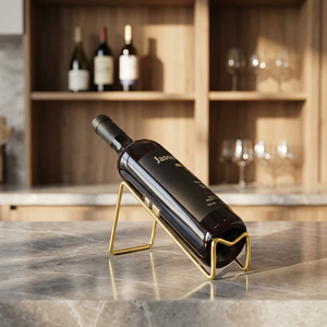 Support à vin moderne en cuivre, porte-bouteilles minimaliste en métal pour la décoration de la maison - Product Image 5