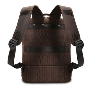 Рюкзак из натуральной кожи на заказ коричневый водонепроницаемый винтажный рюкзак для ноутбука на молнии с несколькими карманами из натуральной воловьей кожи - Product Image 3