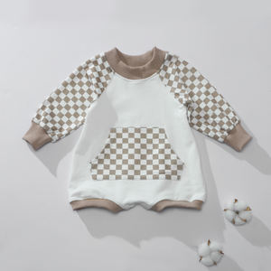 Nuevo Diseño de Ropa para Bebés, Mono con Estampado a Cuadros Beige Caqui, Traje de Una Pieza para Recién Nacidos - Product Image 1