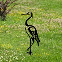 Silhouette de héron en fer forgé pour jardin, sculpture d'oiseau en métal de 118 pouces pour clôture, pot, cadeau de Thanksgiving, de Noël