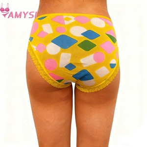 Amysi 10008 #   String en soie de lait et dentelle pour adolescentes, imprimé floral, taille mi-haute, sans couture, respirant, collection été 2026 - Product Image 2