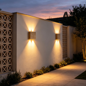 Lampe murale extérieure en pierre jaune, étanche, éclairage LED haut/bas pour cour, jardin, patio, villa - Product Image 1