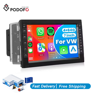 Radio para Auto Podofo con Pantalla Táctil IPS de 7'', 4+64GB, CarPlay, Android Auto, GPS/WiFi/BT/FM/RDS para VW/POLO/PASSAT/SHARAN/JETTA/GOLF/SKODA - Product Image 1