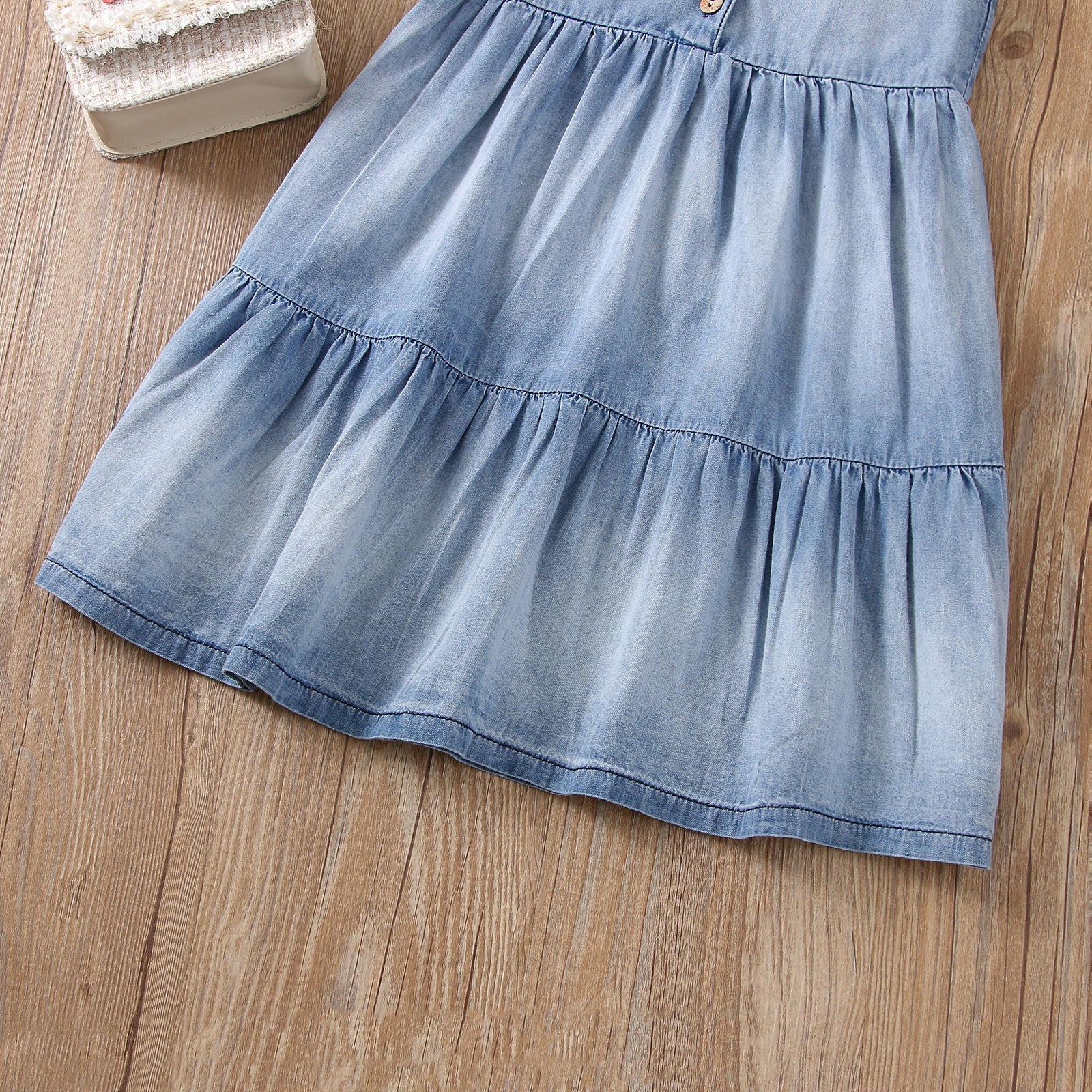 Fashion Children Suspender Denim Dress Infant Baby Girls Button