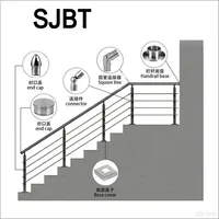 Rampe d'escalier au sol en acier inoxydable au design moderne, hauteur réglable, garantie 5 ans pour usage extérieur, fabriquée en Chine