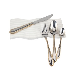 Chapado en oro y plata con detalles en oro, Apto para lavavajillas finos y juego de cubiertos (acento dorado) - Product Image 6