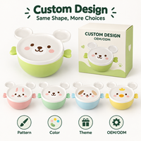 Bol en céramique pour enfants avec couvercle et double poignée, motif personnalisé, couleur au choix, pour l'alimentation, OEM ODM, vente en gros