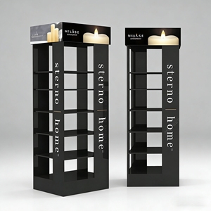 360° 4-Way Display Kiosk for Candle Shop Space Saving Metal Floor Racks with <b>Multiple</b> Tiers Booth for Aroma Candles & Diffuser - Product Image 1