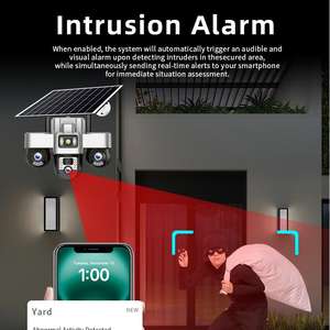 Caméra solaire V380pro 12MP 6K 4G Wifi 3 objectifs 3 PTZ 3 écrans Détection de mouvement Alarme Vision nocturne Sécurité domestique Caméra solaire CCTV - Product Image 3