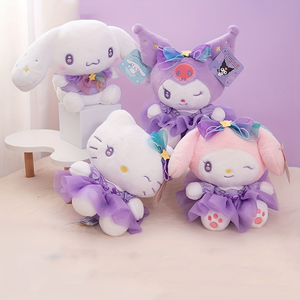 Muñeca de <span class=keywords><strong>Juego</strong></span> Interactiva Sanrios de 7.9 Pulgadas/20 cm, Falda de Encaje Morado, Lazo, Algodón PP, Animal de Peluche Suave, Regalo Perfecto - Product Image 4