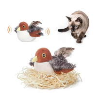 Jouet pour chat interactif et auto-amusant : oiseau électrique rechargeable à capteur tactile, qui chante et bat des ailes, en peluche