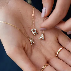  Charm Cá Nhân Liên Kết Chuỗi Trang Sức Vòng Cổ Bảng Chữ Cái Cubic Zircon 26 Chữ Cái Vòng Cổ Ban Đầu Mặt Dây Chuyền Vòng Cổ